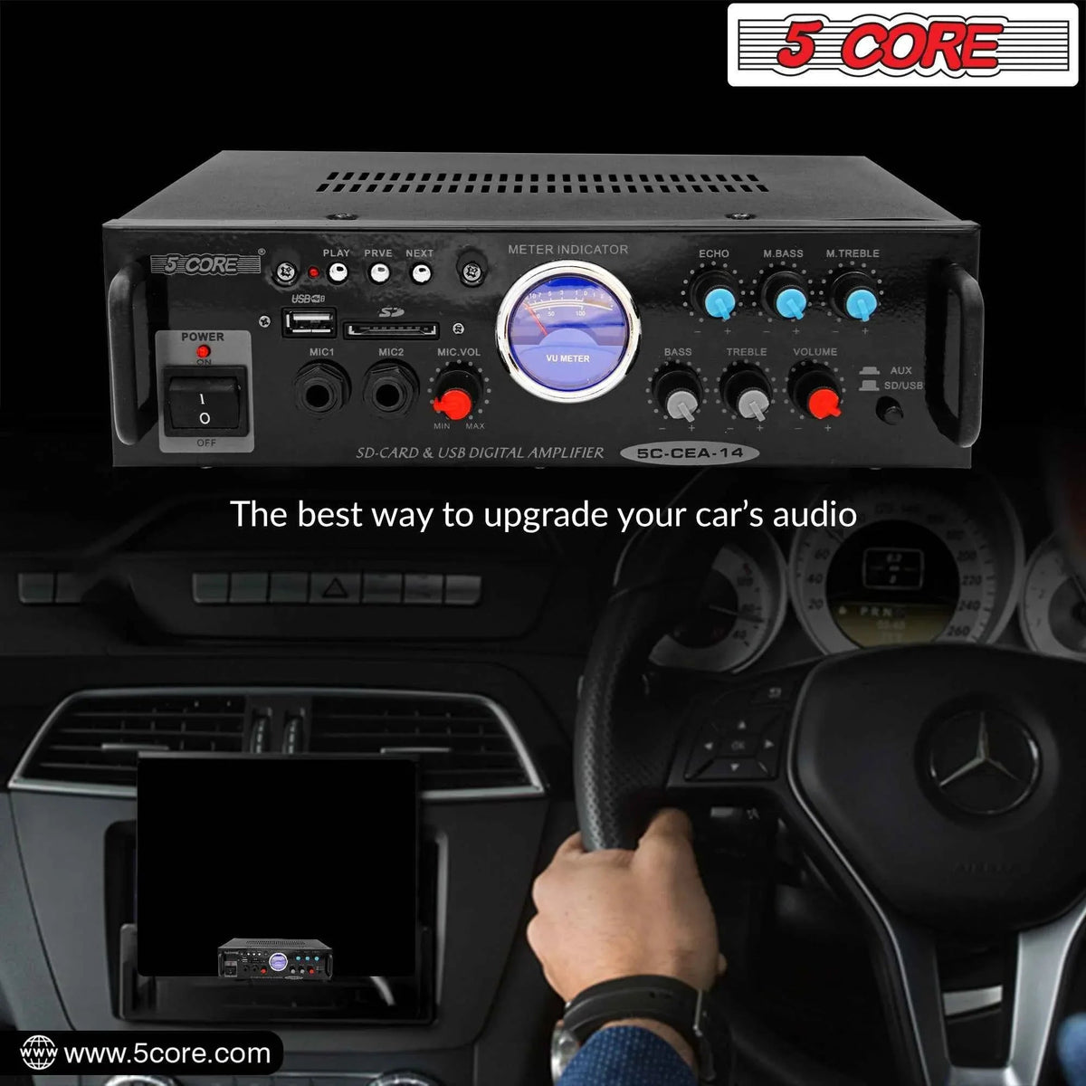 5Core Dual Channel Amplifier Car Audio System 300W Audio Reciver Car