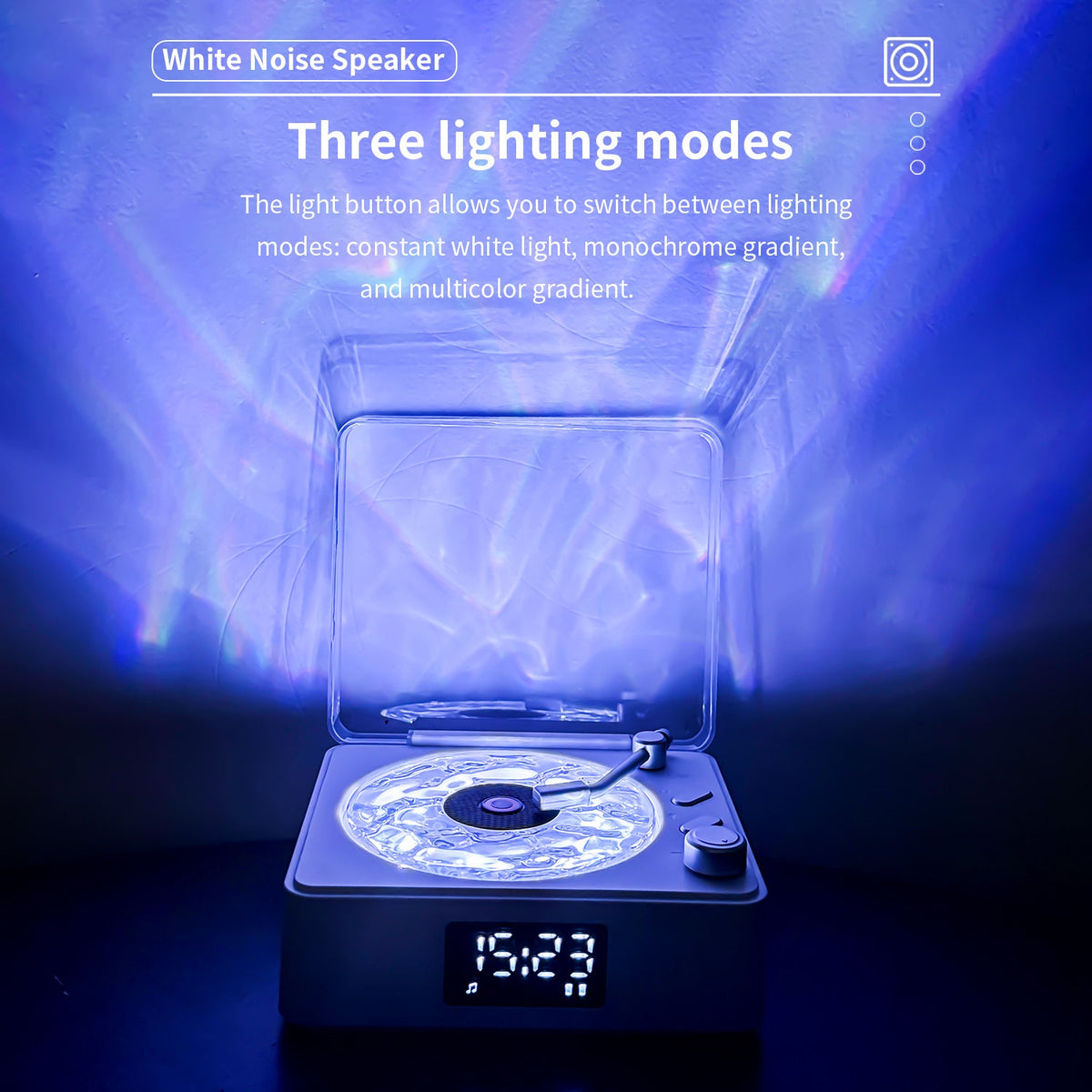 Retro-style Wireless waves Bluetooth Speaker for Sea White Noise with Bedroom Clock & Ambience Light, A Great Gift Suited for Computer Desktop
