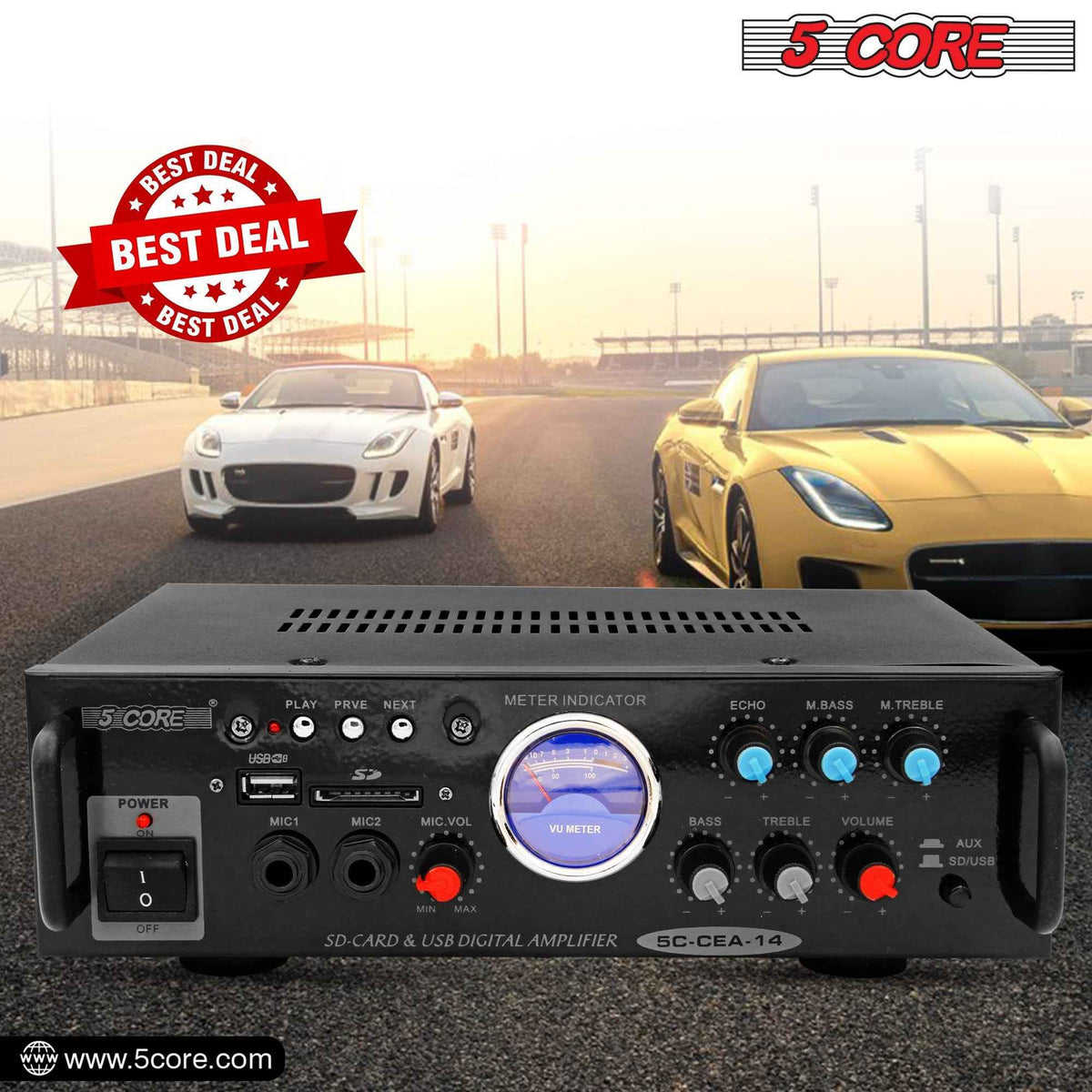 5Core Dual Channel Amplifier Car Audio System 300W Audio Reciver Car