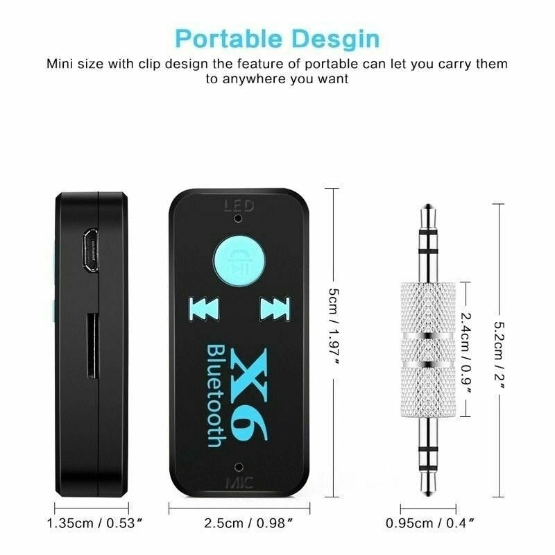 X6 Bluetooth Transmitter Aux Usb Car Play Music Receiver Adapter 5.0 mm Bluetooth Adapter MP3 Music Adapter For car player