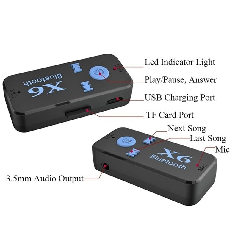 X6 Bluetooth Transmitter Aux Usb Car Play Music Receiver Adapter 5.0 mm Bluetooth Adapter MP3 Music Adapter For car player
