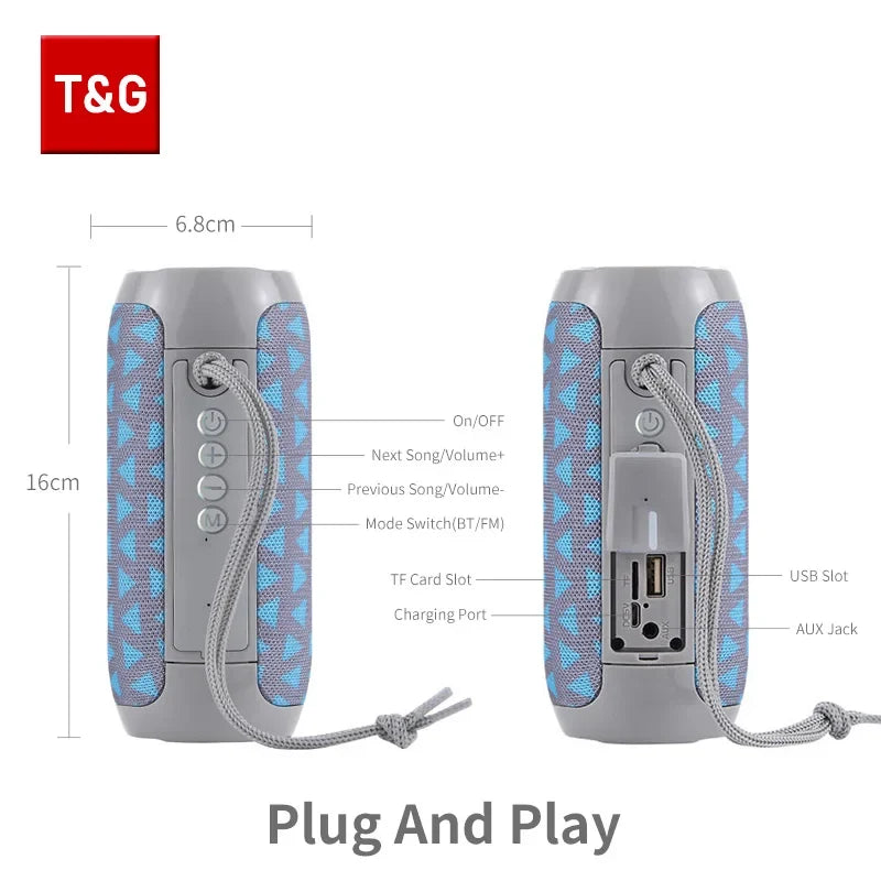 Bluetooth Speaker T&G TG117 Portable TWS Sound Box Waterproof Loudspeaker Outdoor Stereo Surround Speakers Support TF FM Radio
