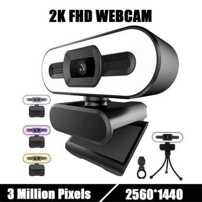 2K Webcam Web Camera Study Chat Work PC Laptop Desktop USB With Microphone WebCamera Home Auto Light Correction for Desktop Laptop Streaming Computer USB Web Camera
