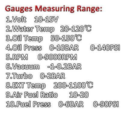 52mm Auto Gauge Meter Set with Electronic Sensors | 7 Color LED