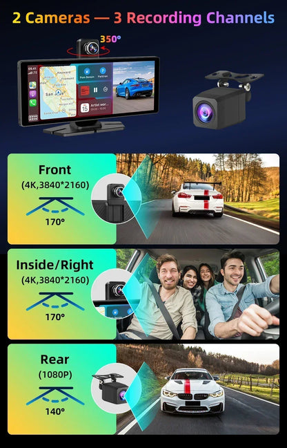 10.26" Portable CarPlay Screen – Wireless Car Stereo Touch Display