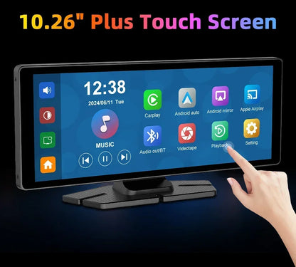10.26" Portable CarPlay Screen – Wireless Car Stereo Touch Display