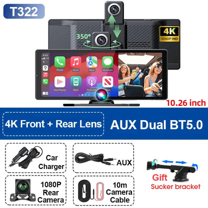 10.26" Portable CarPlay Screen – Wireless Car Stereo Touch Display