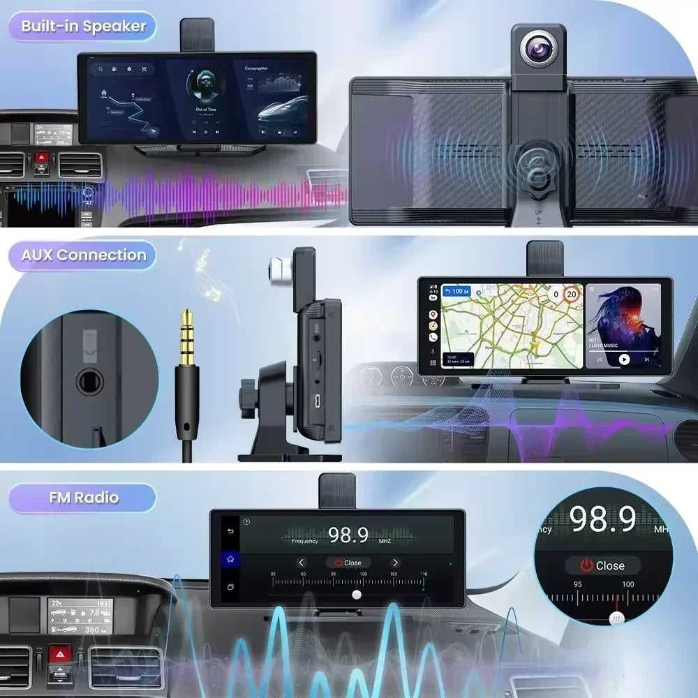 10.26" Portable CarPlay Screen – Wireless Car Stereo Touch Display