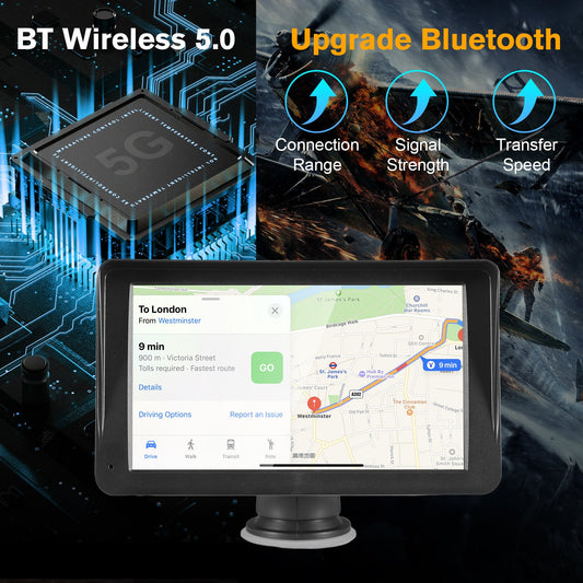 Portable Car Stereo Wireless CarPlay & Android Auto, Car Radio 7inches Touchscreen, Bluetooth5.0, Mirror Link, Maps Navigation, Voice Control, AUX Cable Vehicles