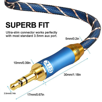 Gold Plated 3.5mm Audio Aux Cable For  Car Headphone Speaker Mobile Phone