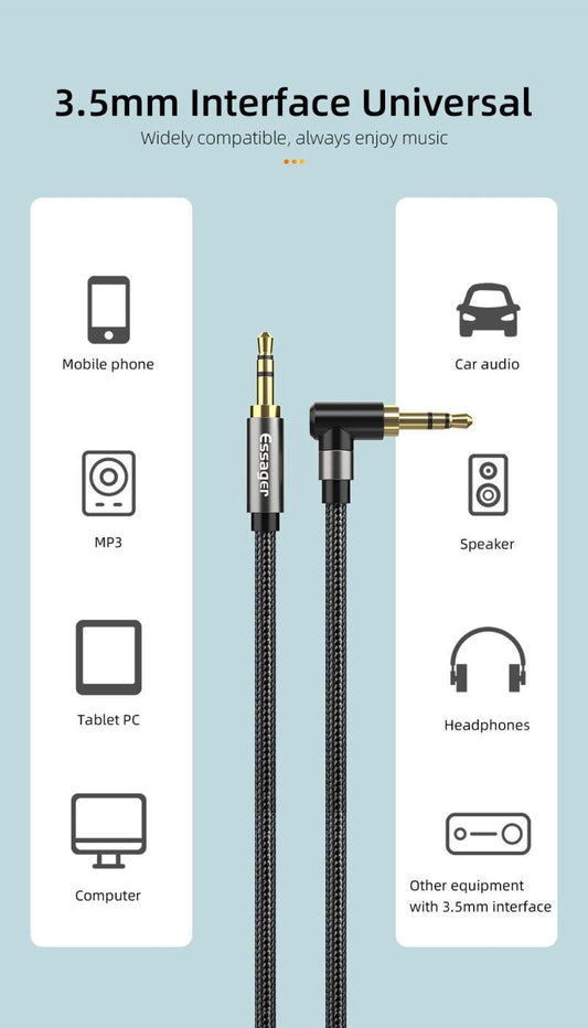 Nylon Braided 3.5mm AUX Cable Audio Jack For Speaker Headphones Car